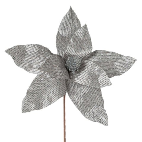 KWIAT ŚWIĄTECZNY DEKORACYJNY 200 O 30 CM SREBRNY