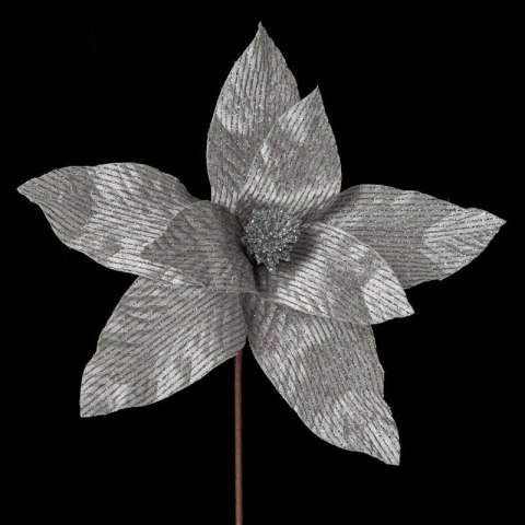 KWIAT ŚWIĄTECZNY DEKORACYJNY 200 O 30 CM SREBRNY