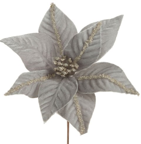 KWIAT ŚWIĄTECZNY DEKORACYJNY 255 O 25 X 14 CM SREBRNY