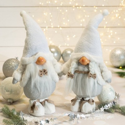 LALKA ŚWIĄTECZNA DEKORACYJNA 20 X 13 X 43 CM SREBRNY