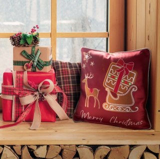 POSZEWKA ŚWIATECZNA GINGER02 45 X 45 CM CZERWONY