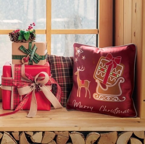 POSZEWKA ŚWIATECZNA GINGER02 45 X 45 CM CZERWONY