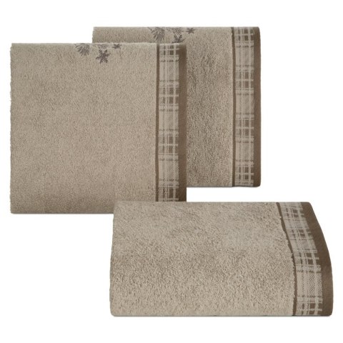 RĘCZNIK ŚWIATECZNY HOLLY02 70 X 140 CM JASNOBEŻOWY