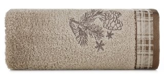 RĘCZNIK ŚWIATECZNY HOLLY02 70 X 140 CM JASNOBEŻOWY