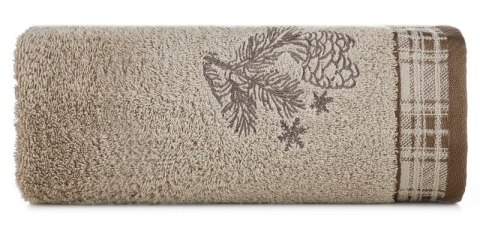 RĘCZNIK ŚWIATECZNY HOLLY02 70 X 140 CM JASNOBEŻOWY