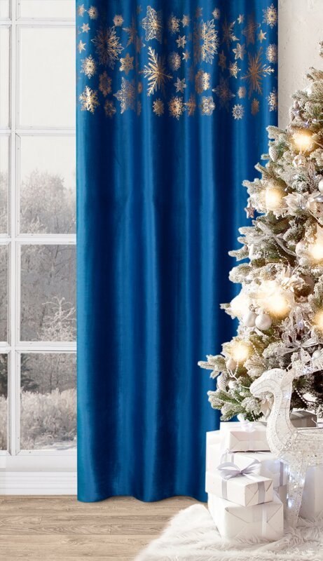 ZASŁONA ŚWIATECZNA ASTRA 140 X 250 CM GRANATOWY