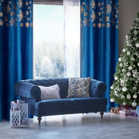 ZASŁONA ŚWIATECZNA ASTRA 140 X 250 CM GRANATOWY