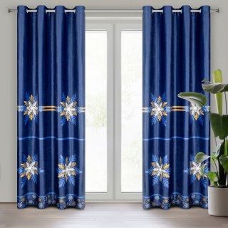 ZASŁONA ŚWIATECZNA CAROL02 140 X 250 CM GRANATOWY