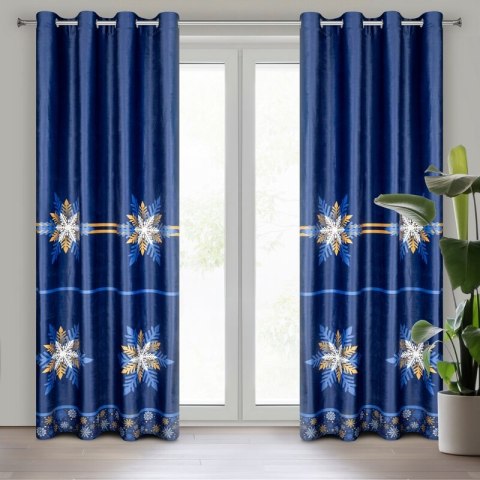 ZASŁONA ŚWIATECZNA CAROL02 140 X 250 CM GRANATOWY