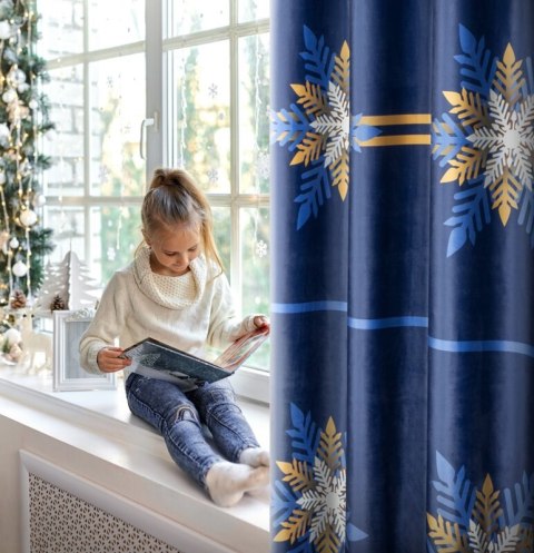 ZASŁONA ŚWIATECZNA CAROL02 140 X 250 CM GRANATOWY