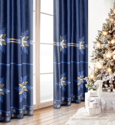 ZASŁONA ŚWIATECZNA CAROL02 140 X 250 CM GRANATOWY