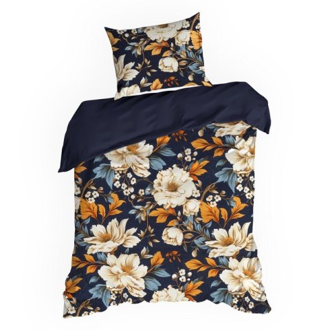 KOMPLET POŚCIELI BAWEŁNIANEJ FIORA 140 X 200 CM GRANATOWY