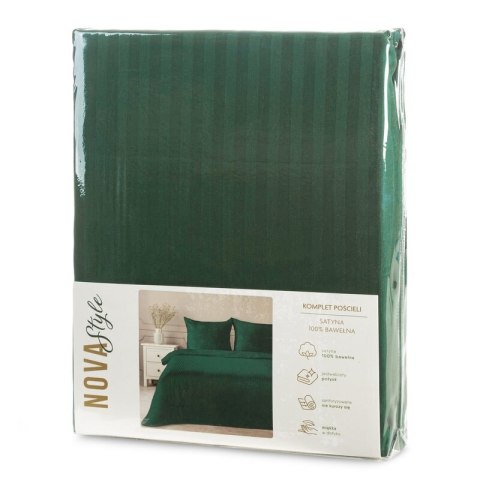 KOMPLET POŚCIELI SATYNOWEJ VERA 220 X 200 CM CIEMNOZIELONY