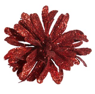 KWIAT ŚWIĄTECZNY DEKORACYJNY LUCIA O 17 CM CZERWONY