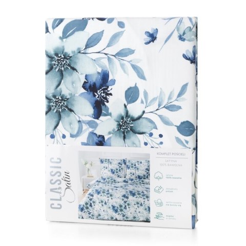 KOMPLET POŚCIELI SATYNOWEJ SPRING 54 140 X 200 CM NIEBIESKI