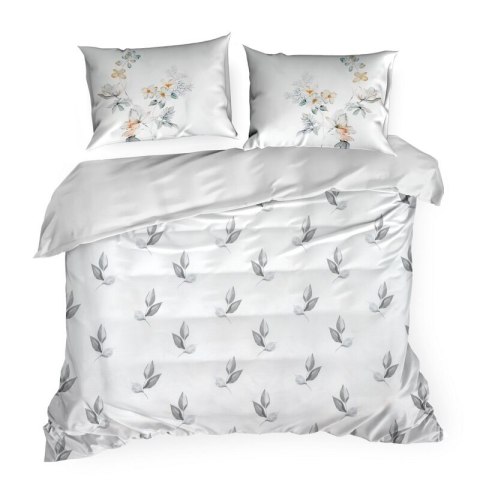 Pościel 220x200 cm bawełniana kolor biały, pomarańczowy z motywem roślinnym AMELIA Eurofirany Premium