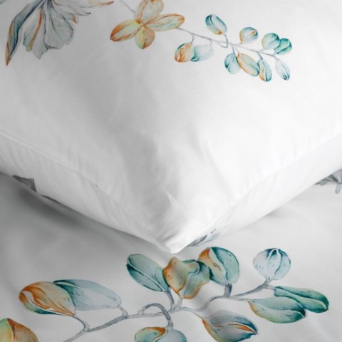 Pościel 220x200 cm bawełniana kolor biały, pomarańczowy z motywem roślinnym AMELIA Eurofirany Premium