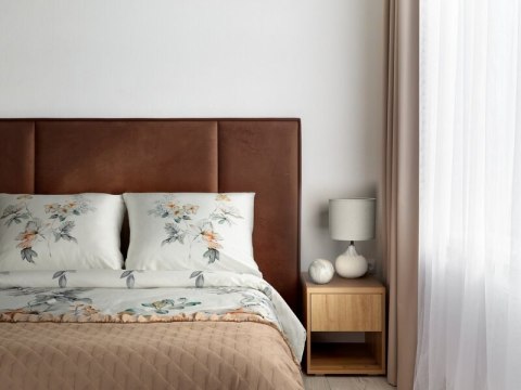 Pościel 220x200 cm bawełniana kolor biały, pomarańczowy z motywem roślinnym AMELIA Eurofirany Premium