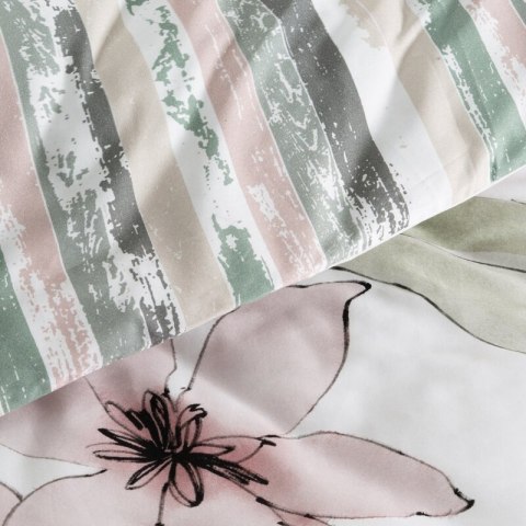 Pościel 220x200 cm bawełniana kolor biały, pudrowy z motywem roślinnym BIANCA Eurofirany Premium