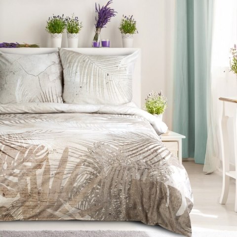 Pościel 160x200 cm bawełniana kolor popielaty, beżowy styl boho SALMA Eurofirany Premium