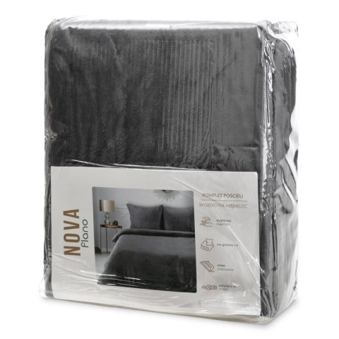 KOMPLET POŚCIELI FLANO 2 220 X 200 CM STALOWY