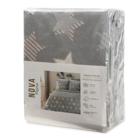 KOMPLET POŚCIELI FLANO 4 220 X 200 CM SREBRNY