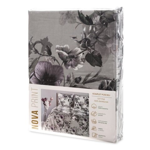 KOMPLET POŚCIELI SATYNOWEJ NIKA 54 220 X 200 CM POPIELATY