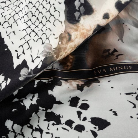 Pościel 160x200 cm z makosatyny bawełnianej kolor jasnobrązowy, czarny z motywem zwierzęcym EVA 20 Eva Minge