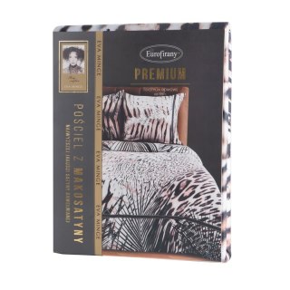 Pościel 160x200 cm z makosatyny bawełnianej kolor jasnobrązowy, czarny z motywem zwierzęcym EVA 21 Eva Minge