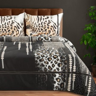 Pościel 160x200 cm z makosatyny bawełnianej kolor czarny, jasnobrązowy z motywem zwierzęcym EVA 22 Eva Minge