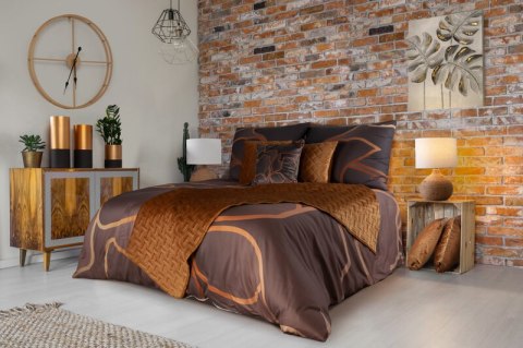 Pościel 160x200 cm z bawełny tencel kolor brązowy, miodowy z fantazyjnym wzorem ALISMA 1 Limited Collection
