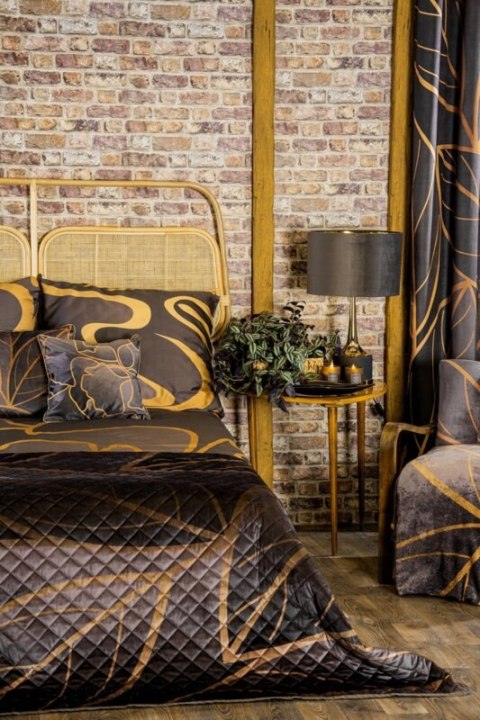 Pościel 160x200 cm z bawełny tencel kolor brązowy, miodowy z fantazyjnym wzorem ALISMA 1 Limited Collection