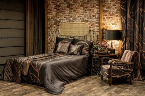 Pościel 160x200 cm z bawełny tencel kolor brązowy, miodowy z fantazyjnym wzorem ALISMA 1 Limited Collection