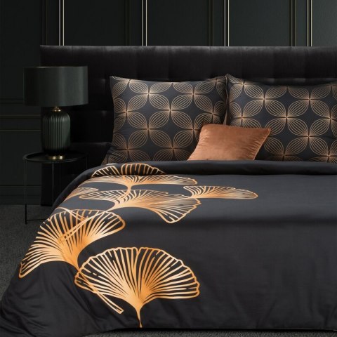 Pościel 160x200 cm z makosatyny bawełnianej kolor czarny, złoty z fantazyjnym wzorem VICTORIA 10 Limited Collection