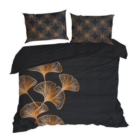 Pościel 160x200 cm z makosatyny bawełnianej kolor czarny, złoty z fantazyjnym wzorem VICTORIA 10 Limited Collection
