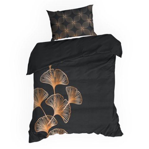 Pościel 160x200 cm z makosatyny bawełnianej kolor czarny, złoty z fantazyjnym wzorem VICTORIA 10 Limited Collection
