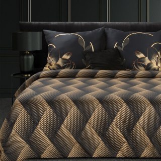 Pościel 160x200 cm z makosatyny bawełnianej kolor czarny, złoty z geometrycznym wzorem VICTORIA 12 Limited Collection