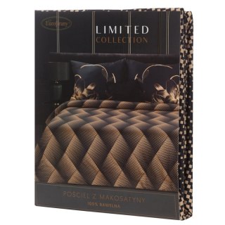 Pościel 160x200 cm z makosatyny bawełnianej kolor czarny, złoty z geometrycznym wzorem VICTORIA 12 Limited Collection