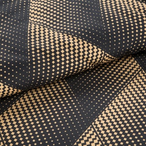 Pościel 160x200 cm z makosatyny bawełnianej kolor czarny, złoty z geometrycznym wzorem VICTORIA 12 Limited Collection