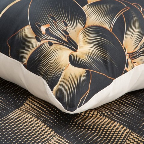 Pościel 160x200 cm z makosatyny bawełnianej kolor czarny, złoty z geometrycznym wzorem VICTORIA 12 Limited Collection