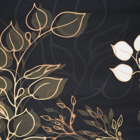 Pościel 160x200 cm z makosatyny bawełnianej kolor czarny, złoty z motywem liści VICTORIA 7 Limited Collection