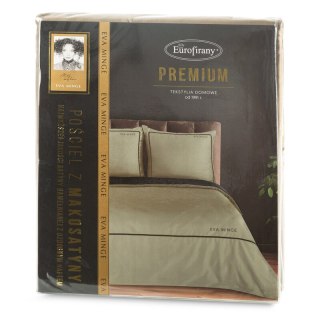 Pościel 220x200 cm z makosatyny bawełnianej kolor beżowy, czarny z logo Eva Minge EVA 10