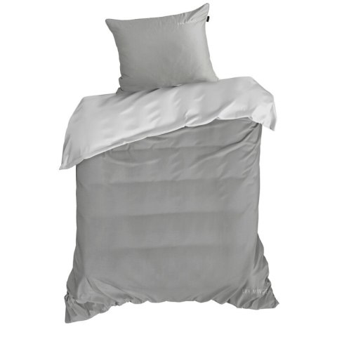 Pościel 220x200 cm z makosatyny bawełnianej kolor szary, biały z ozdobną lamówką EVA 8 Eva Minge