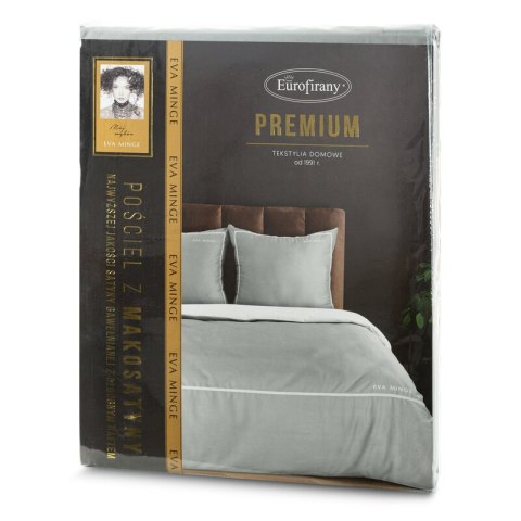 Pościel 220x200 cm z makosatyny bawełnianej kolor szary, biały z logo Eva Minge EVA 10