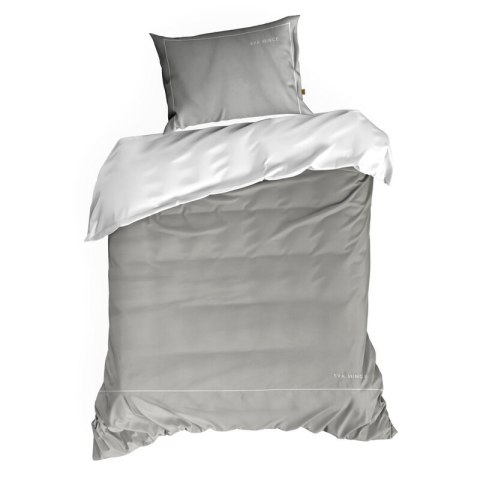 Pościel 220x200 cm z makosatyny bawełnianej kolor szary, biały z logo Eva Minge EVA 10