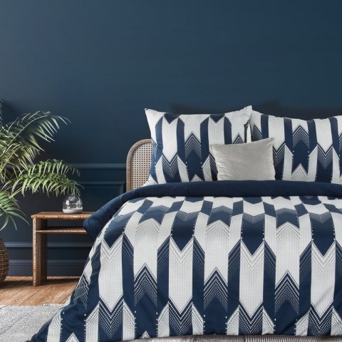 Pościel 160x200 cm bawełniana kolor biały, granatowy z nowoczesnym wzorem PALERMO 4 Terra Collection