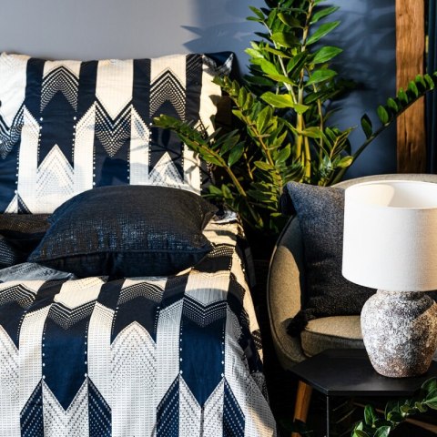 Pościel 160x200 cm bawełniana kolor biały, granatowy z nowoczesnym wzorem PALERMO 4 Terra Collection