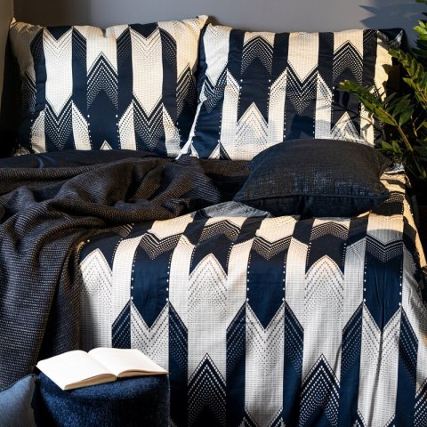 Pościel 160x200 cm bawełniana kolor biały, granatowy z nowoczesnym wzorem PALERMO 4 Terra Collection