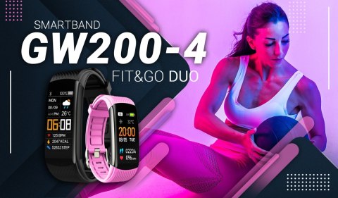 Smartband GIEWONT Fit&GO Duo GW200-4 - Black + Pasek Think Pink Smartband GIEWONT Fit&GO Duo GW200-4 - Black + Pasek Think Pink