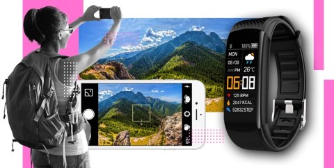 Smartband GIEWONT Fit&GO Duo GW200-4 - Black + Pasek Think Pink Smartband GIEWONT Fit&GO Duo GW200-4 - Black + Pasek Think Pink